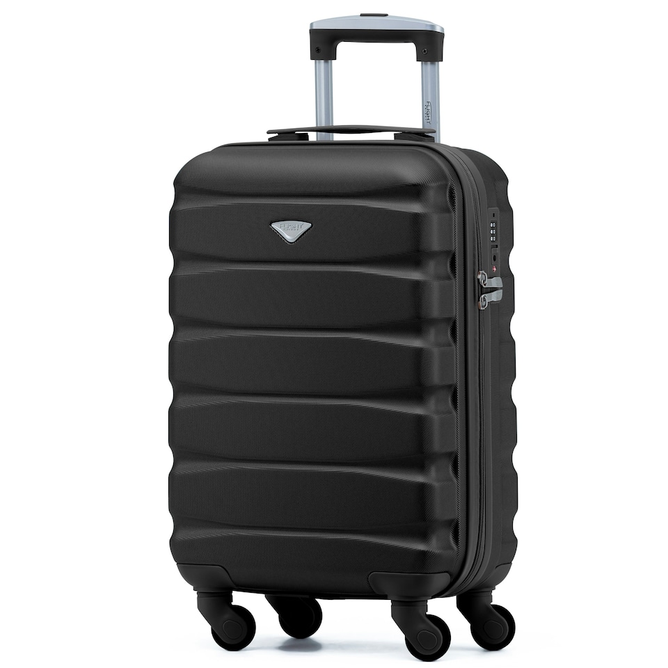 image 1 of Flight Knight Cabin Suitcase 55x35x20cm, Lightweight Carry On Bag - Over 100 Airlines- Ryanair, EasyJet, British Airways - Hand Luggage, ABS Hard Shell TSA Lock | Black | Cabin Bag