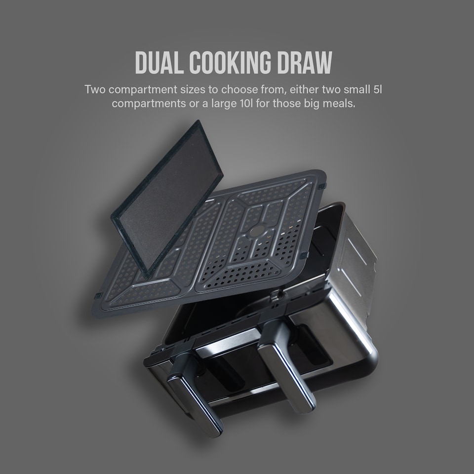 image 1 of AHM Electronics Air Fryer - 10L Multi Basket with Dual Cook, 3 in 1 Basket Combination, 8 Cooking Presets, Large Viewing Window,