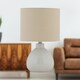 image 6 of First Choice Lighting Set of 2 Tuscan White Ceramic Lamps with Natural Linen Shade White | Brown