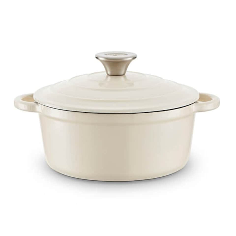 image 1 of Barbary & Oak 20cm Round Casserole Cast Iron Camembert Cream