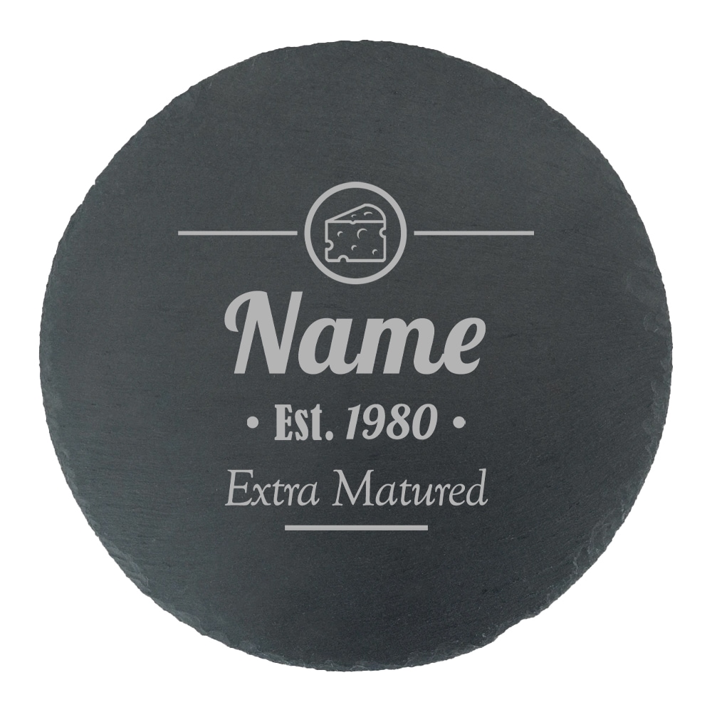 Uniqueful Personalised Extra Matured Round Slate Cheeseboard for Friend Birthday in Black | Size: 1 Pack