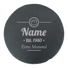 Personalised Engraved Round Slate Cheeseboard with Extra Matured Desig