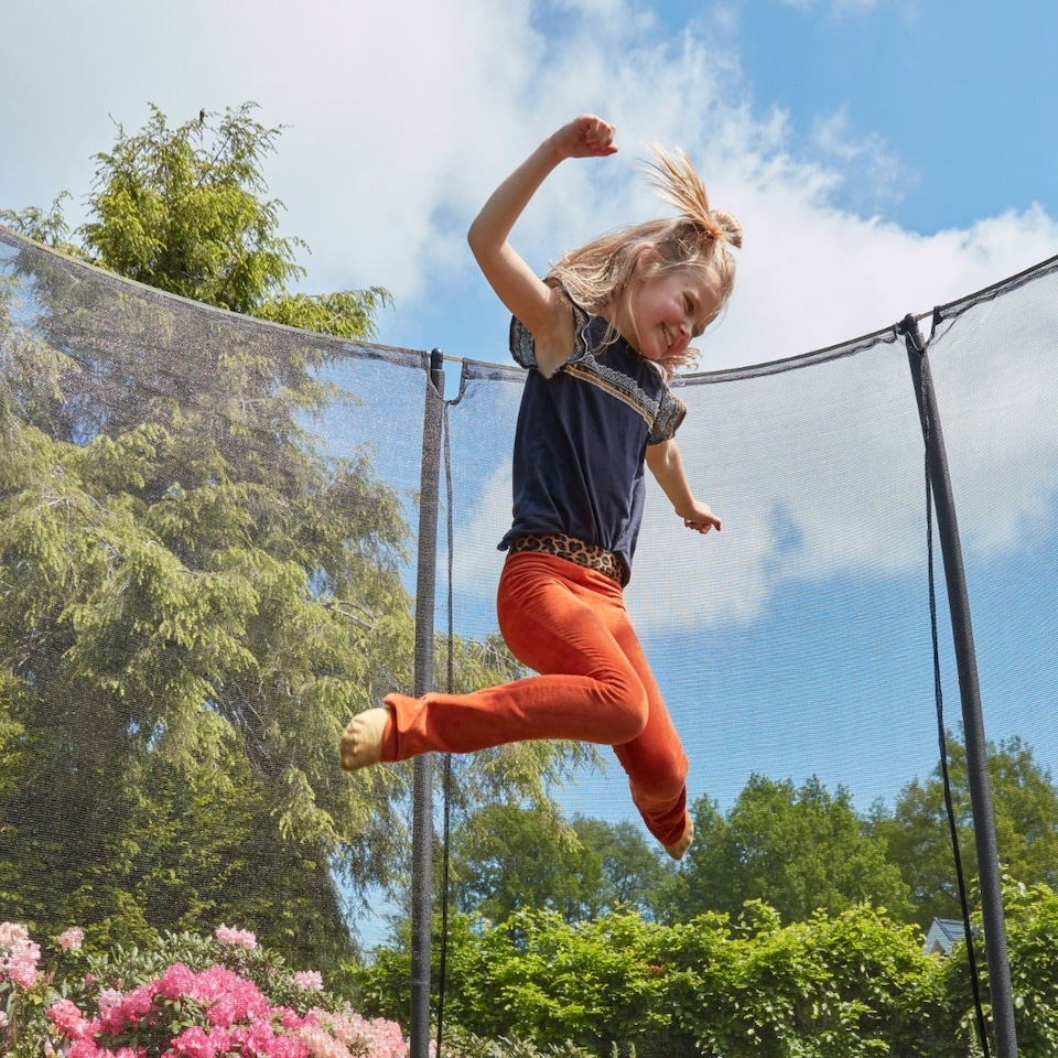 image 1 of 10ft x 7ft Salta Black Rectangular Comfort Edition Inground Trampoline with Enclosure