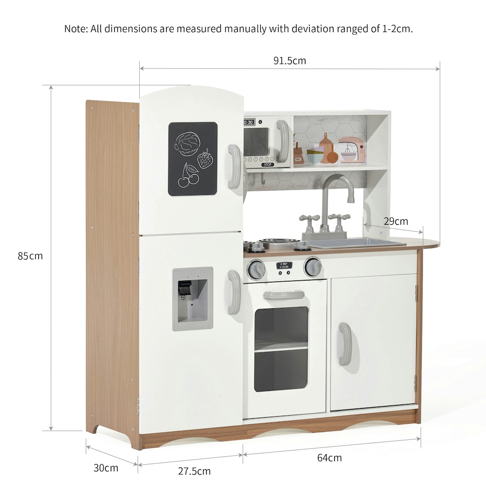 image 1 of Kidoz Deluxe Wooden Play Kitchen - Role Play Kitchen - White