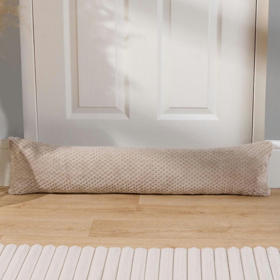 image 1 of OHS Waffle Fleece Window Weather Seal Draft Draught Excluder Door Stopper, 90cm - Mink