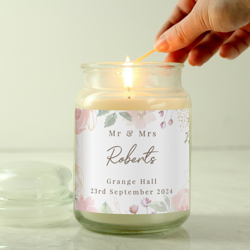 image 1 of Personalised Wedding Large Candle Jar White