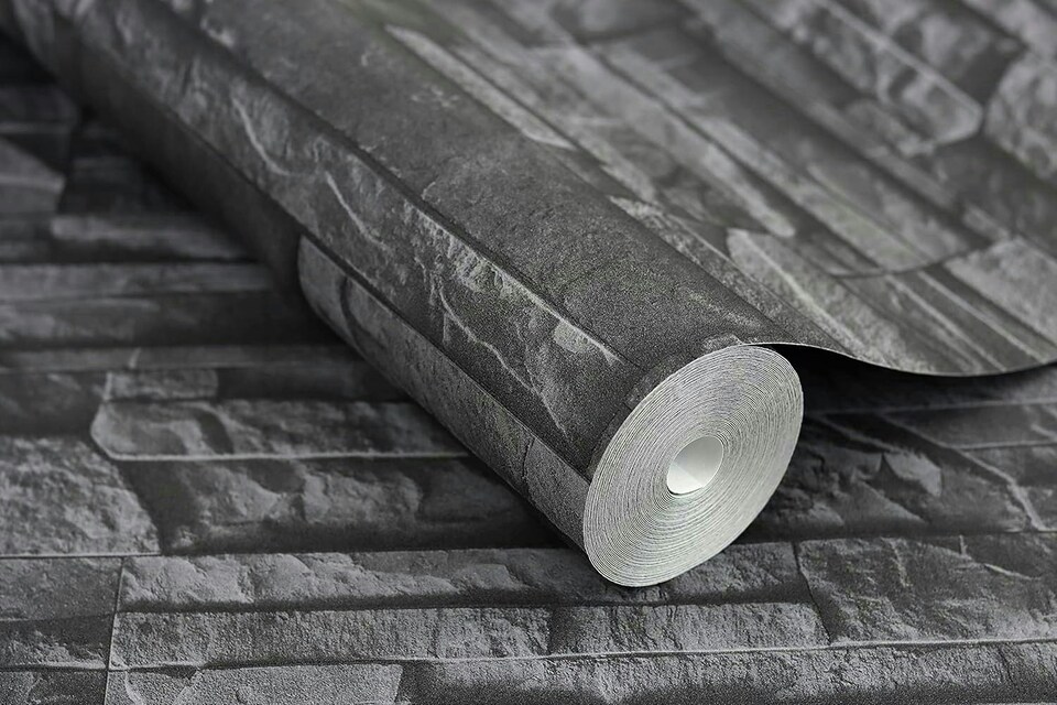 image 1 of Faux Slate 3D Effect Wallpaper