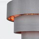 image 7 of First Choice Lighting Set of 2 Staggered 3 Tier Grey Faux Silk Slub Fabric Ceiling Adjustable Flush Shade with Copper Board Inner Chrome | Grey