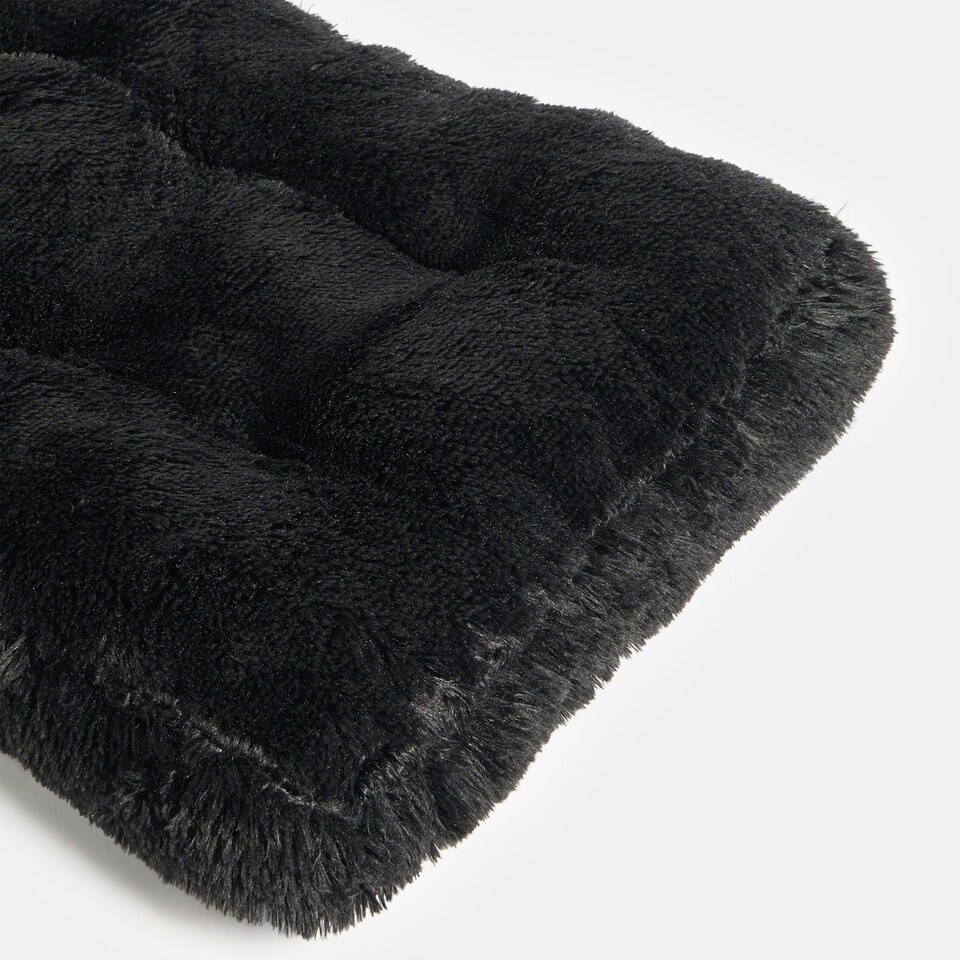 image 1 of OHS Soft Cosy Warm Fluffy Pet Dog Cat Large Cushioned Plump Plush Mat, 80x60cm Black | L
