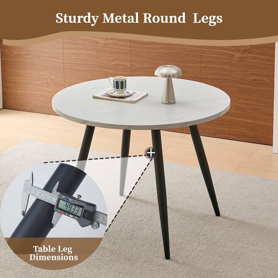 image 1 of SONARA White Marble Round Dining Table and 4 Velvet Chairs Set Modern 4 Seater for Dining Room