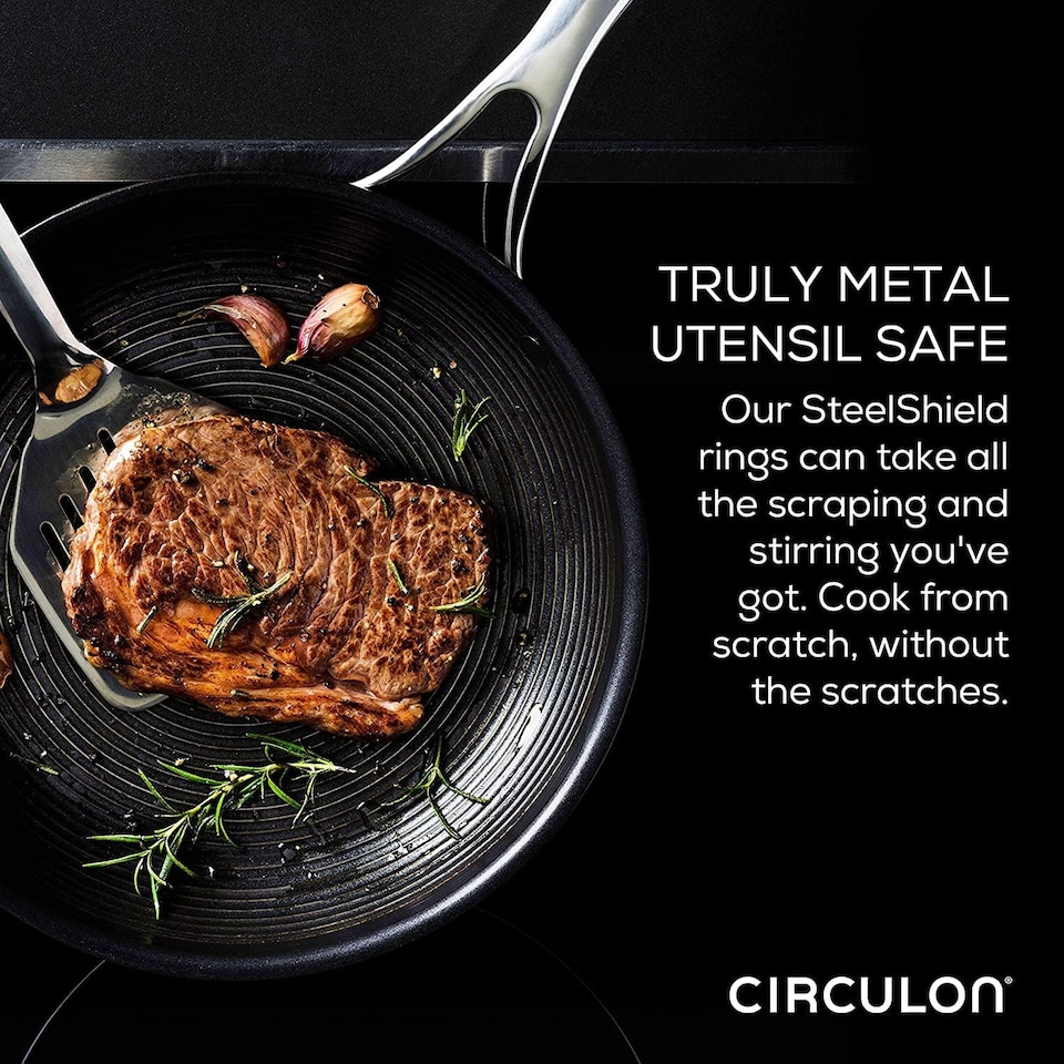 image 1 of Circulon C Series Steelshield Clad Hybrid Non Stick Frying Pan 22cm - Silver