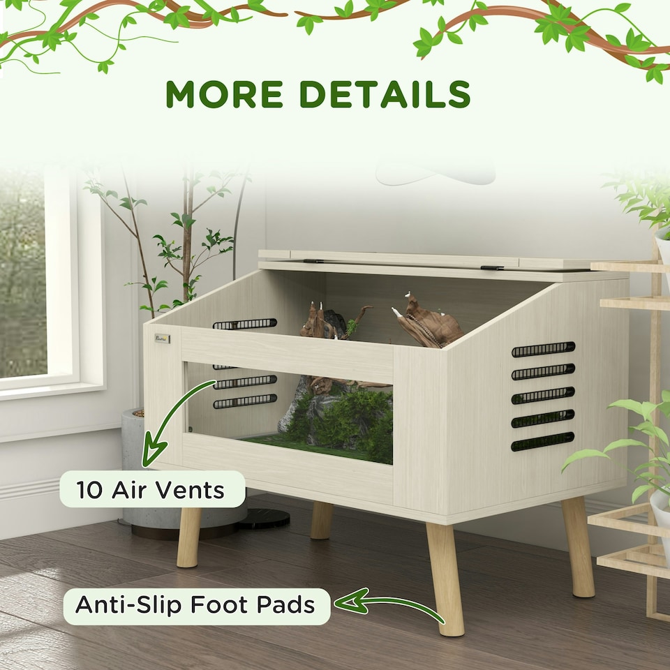image 1 of PawHut Reptile Terrarium, 111L Snake Vivarium with Tempered Glass Windows