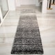 image 1 of KUKOON Black Grey Striped Mottled Shaggy Long Runner Rug 60cm x 240cm Black