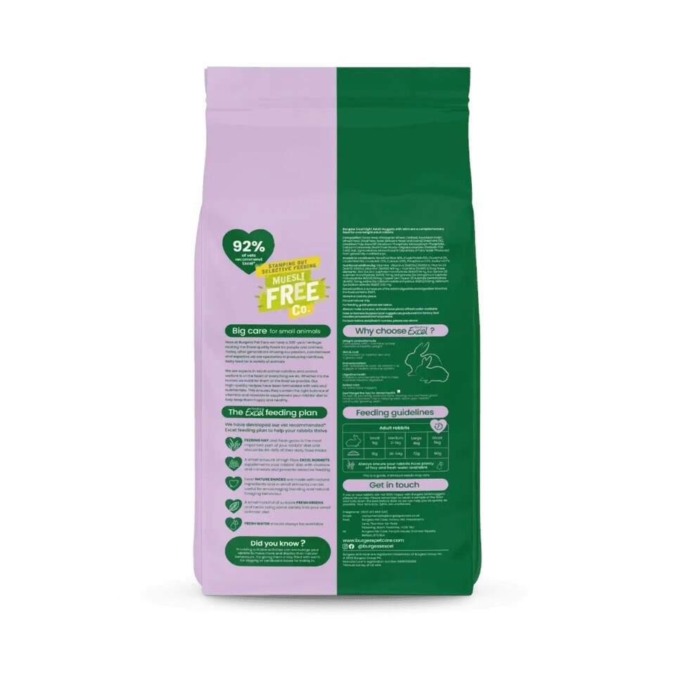 image 1 of Burgess Excel Light Rabbit Nuggets With Mint - 1.5KG