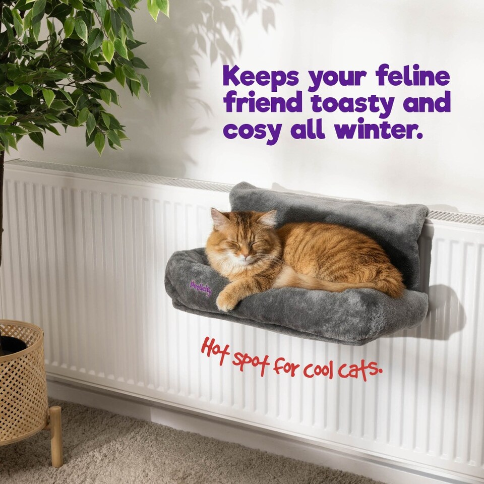 image 1 of Snuggle Padded Cat Radiator Bed Grey