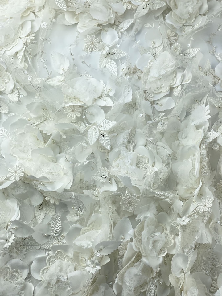Minerva Core Range Cream Julianne Embroidered Lace Fabric for Bridal, Dressmaking, 130cm / 51" Wide - per metre