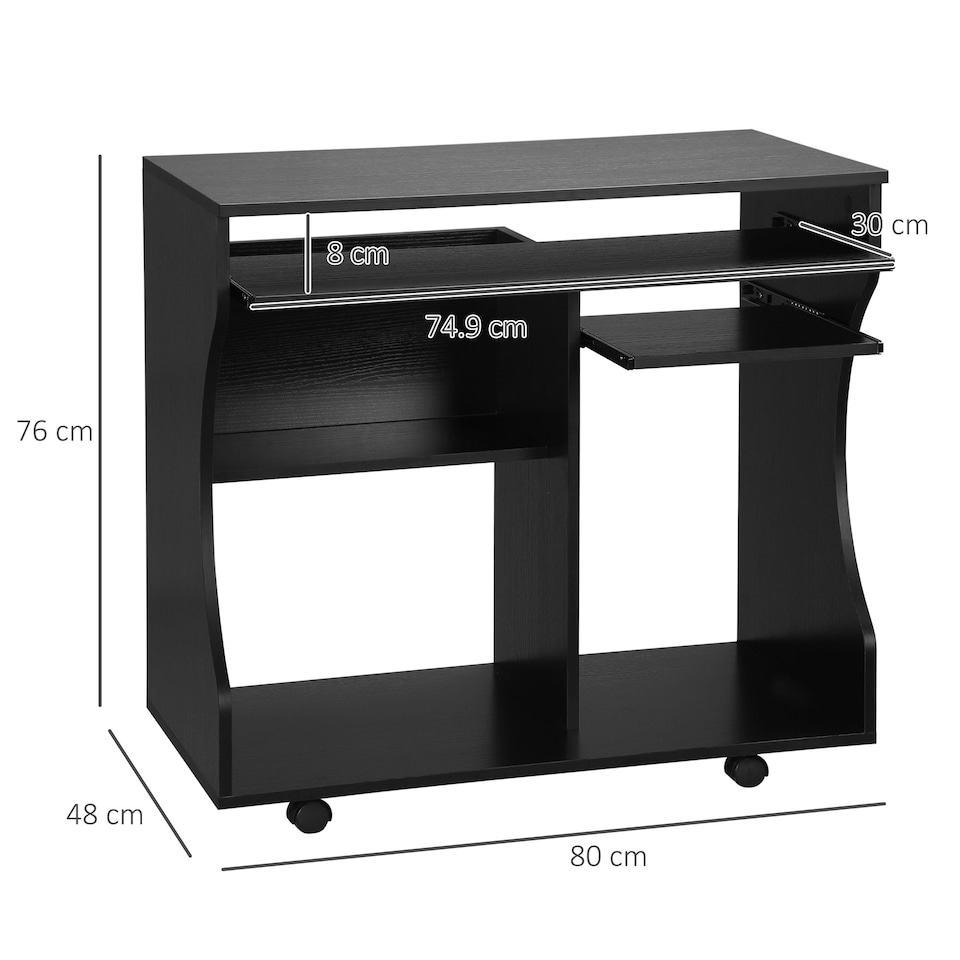 image 1 of HOMCOM Computer Table Study Desk with Sliding Keyboard Tray, Black