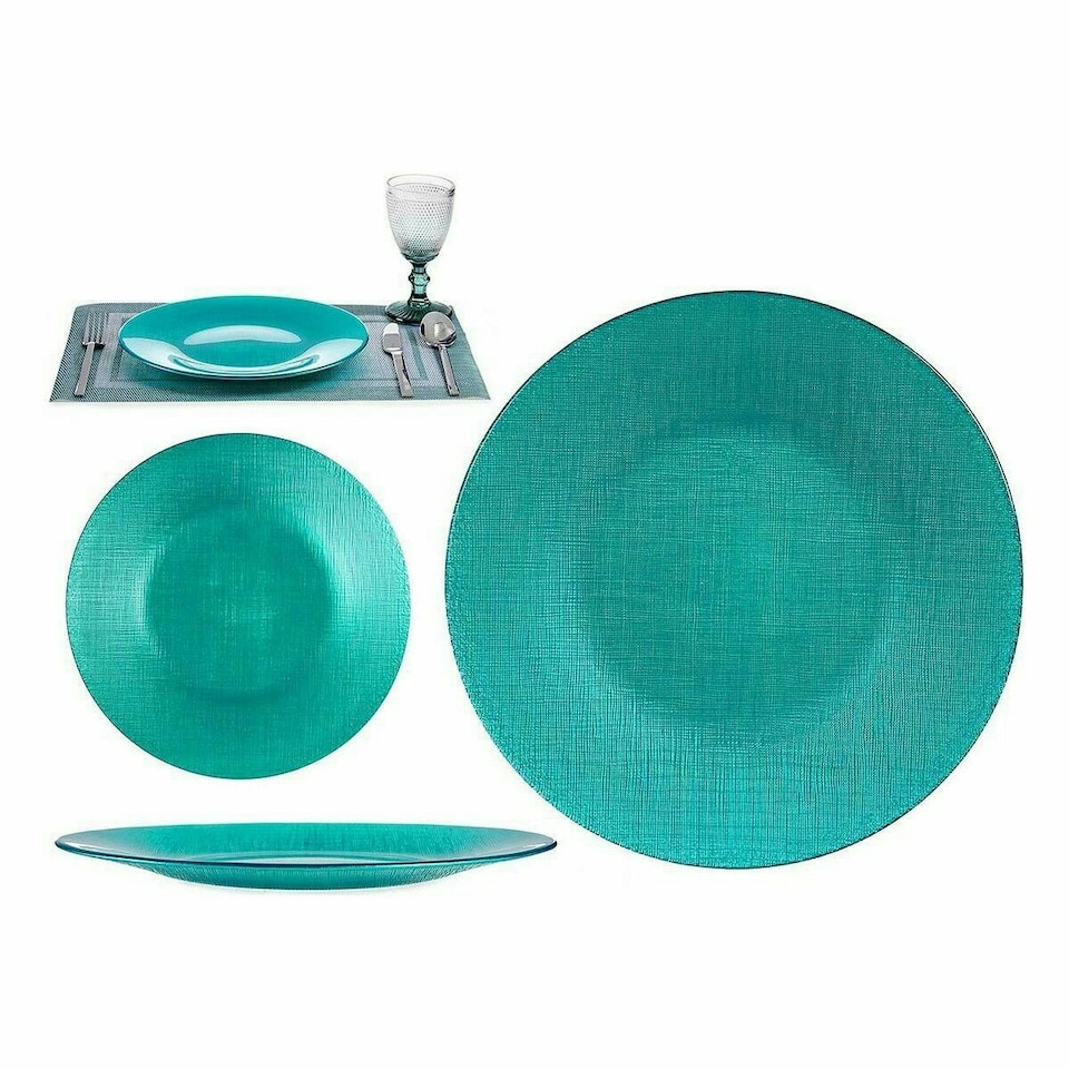 image 1 of Flat Plate Vivalto 323928P Turquoise Glass 27,5 x 2 x 27,5 cm (6 Units) N/A