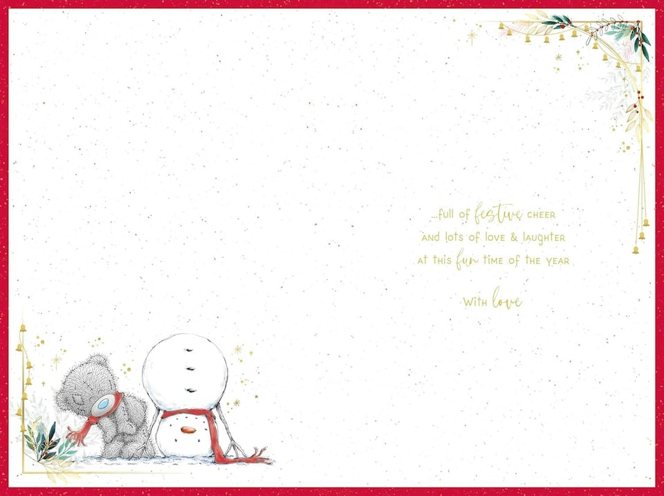 image 1 of Bear Building Snowman Daddy Christmas Card