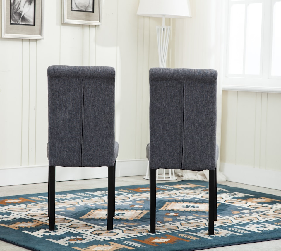 image 1 of Set of 2 Tufted Button Back Fabric Dining Chairs Grey by MCC Direct