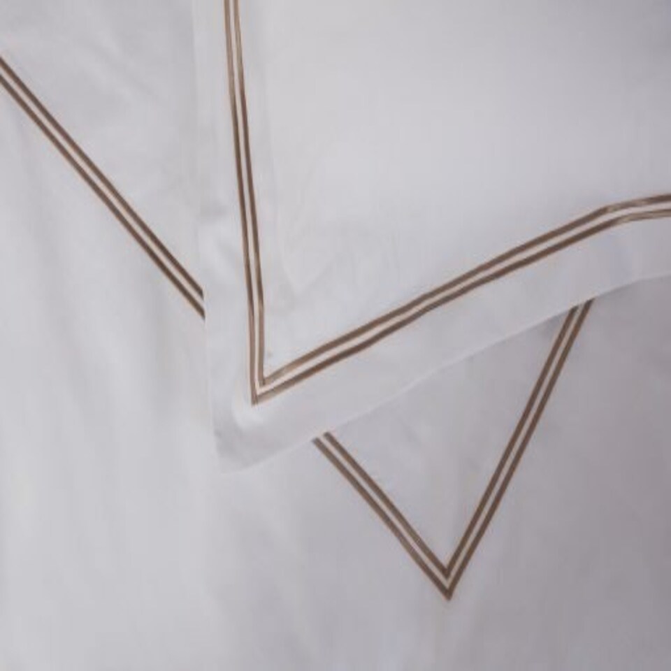 image 1 of Carlton Embroidered Duvet Set Double Bed Taupe