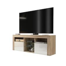 TV Unit TV Stand Oak White Gloss Media Console Sideboard Storage Cabinet 145cm