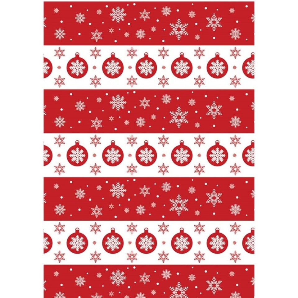 image 1 of Pack of 4 4m Red and White Scandi Design Christmas Gift Wrap Rolls