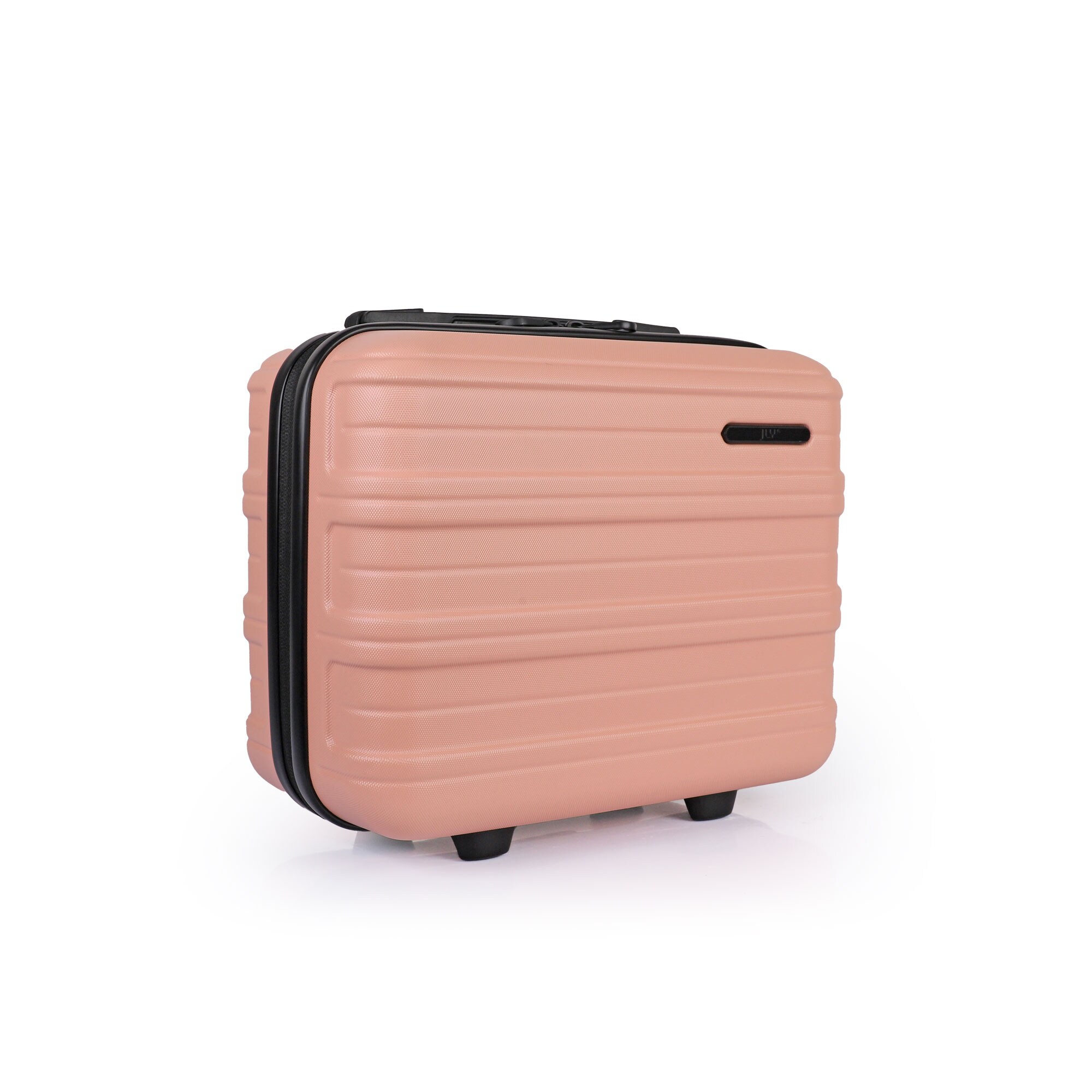 ABS Hard Shell Travel Vanity Case with Waterproof Compartment Pink Apricot Orange Cabin Bag 1