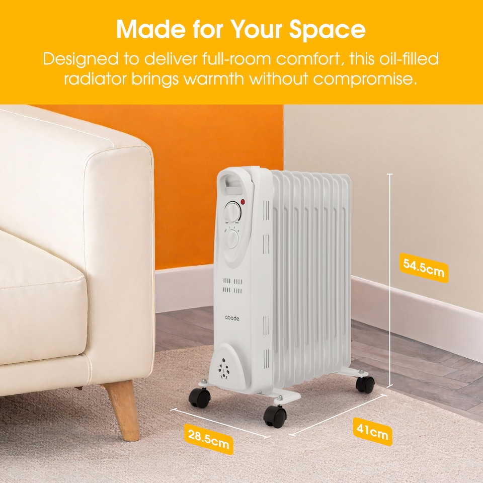 image 1 of Abode AOFR9003 2kW 9 Fin Oil Filled Radiator in White