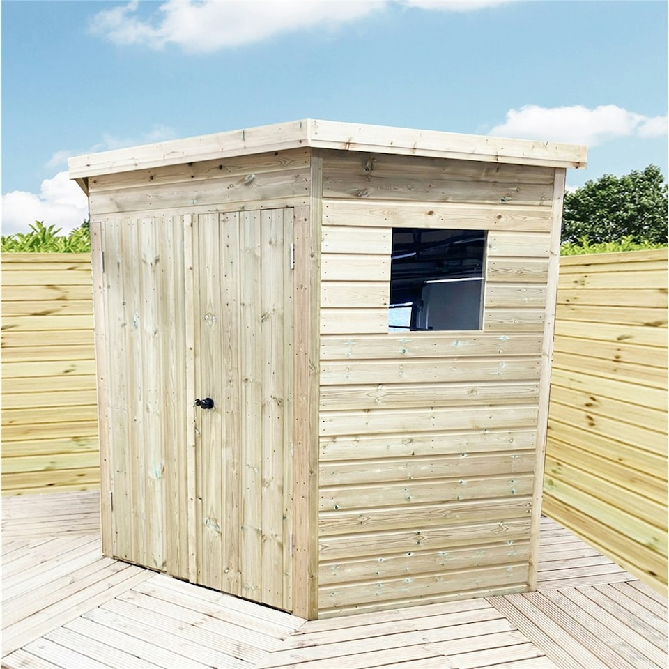 image 1 of 8 x 8 CORNER Pressure Treated Wooden Workshop / Garden Shed + Windows  (8' x 8' / 8ft x 8ft) (8x8)