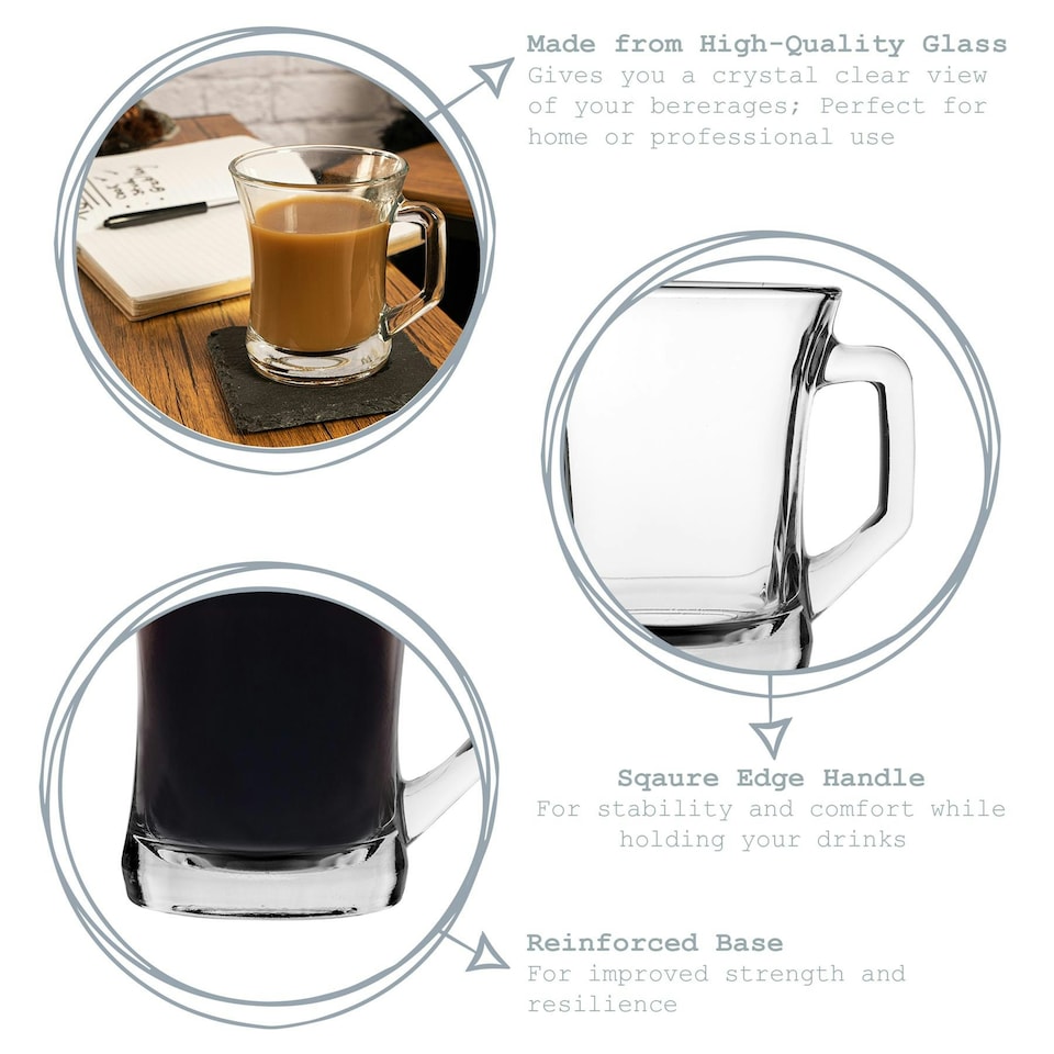 image 1 of LAV Zen+ Glass Coffee Mugs - 225ml - Clear - Pack of 6 Clear