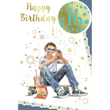 Happy Birthday Open Male 16th Birthday Celebrity Style Greeting Card