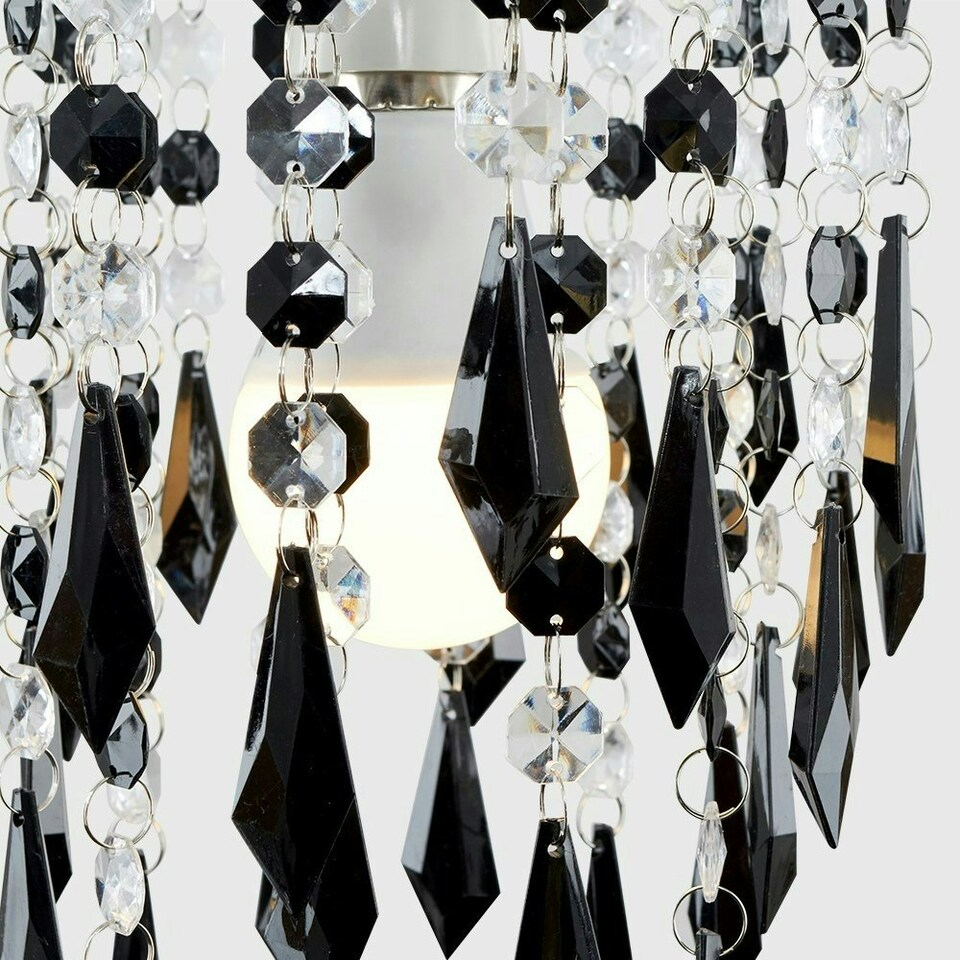 image 1 of ValueLights Non Electric Pendant Shade With Black Clear Acrylic Droplets Black