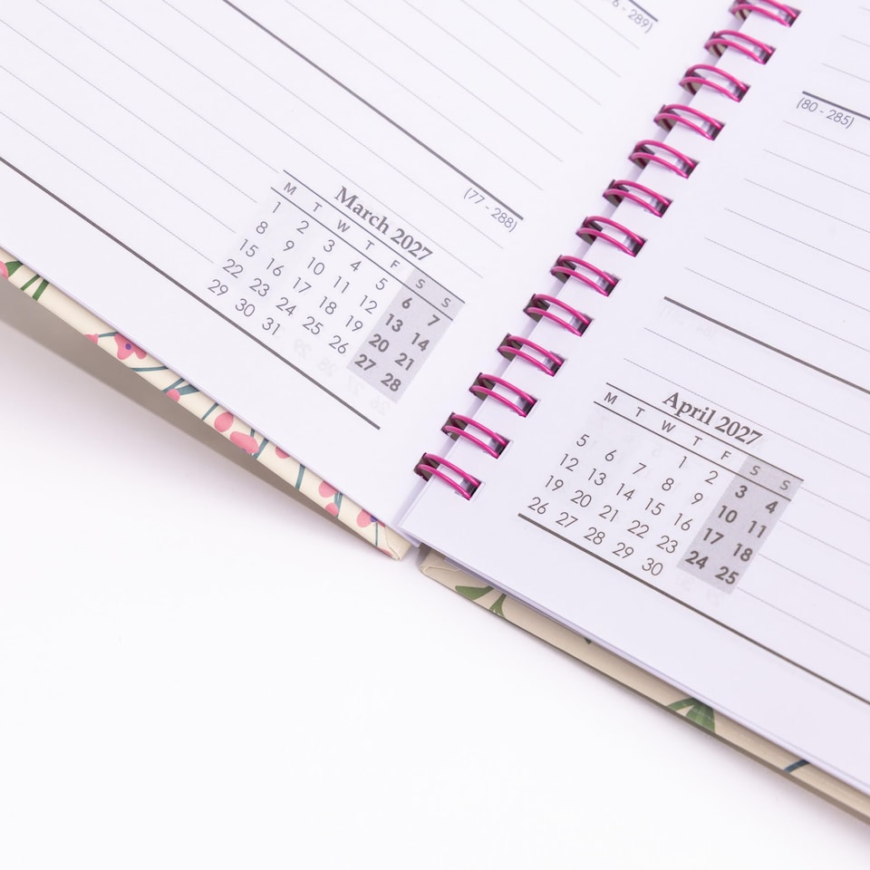 image 1 of 2027 Diary A5 Week to View - Spiral Bound Hardback Wiro Planner, January to December 2027 - Weekly Organiser with Durable Cover (Marble)