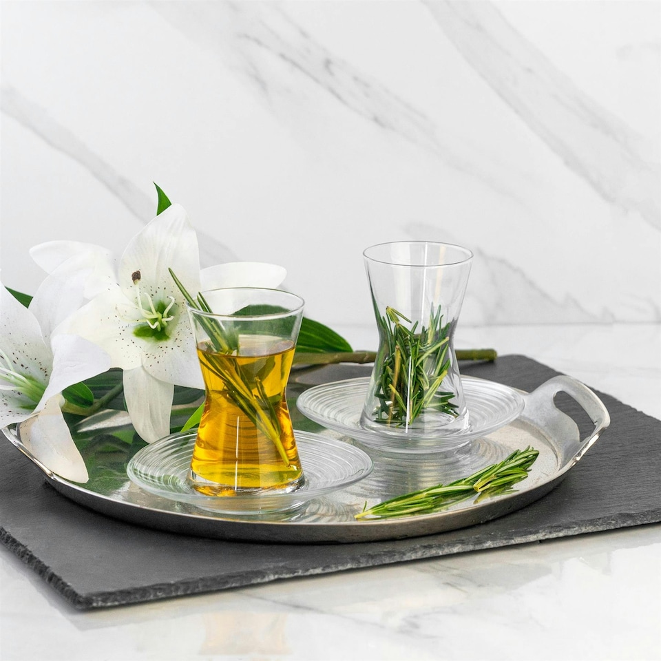 image 1 of LAV Derin Turkish Tea Glass Saucers - 13cm - Clear - Pack of 6 Clear