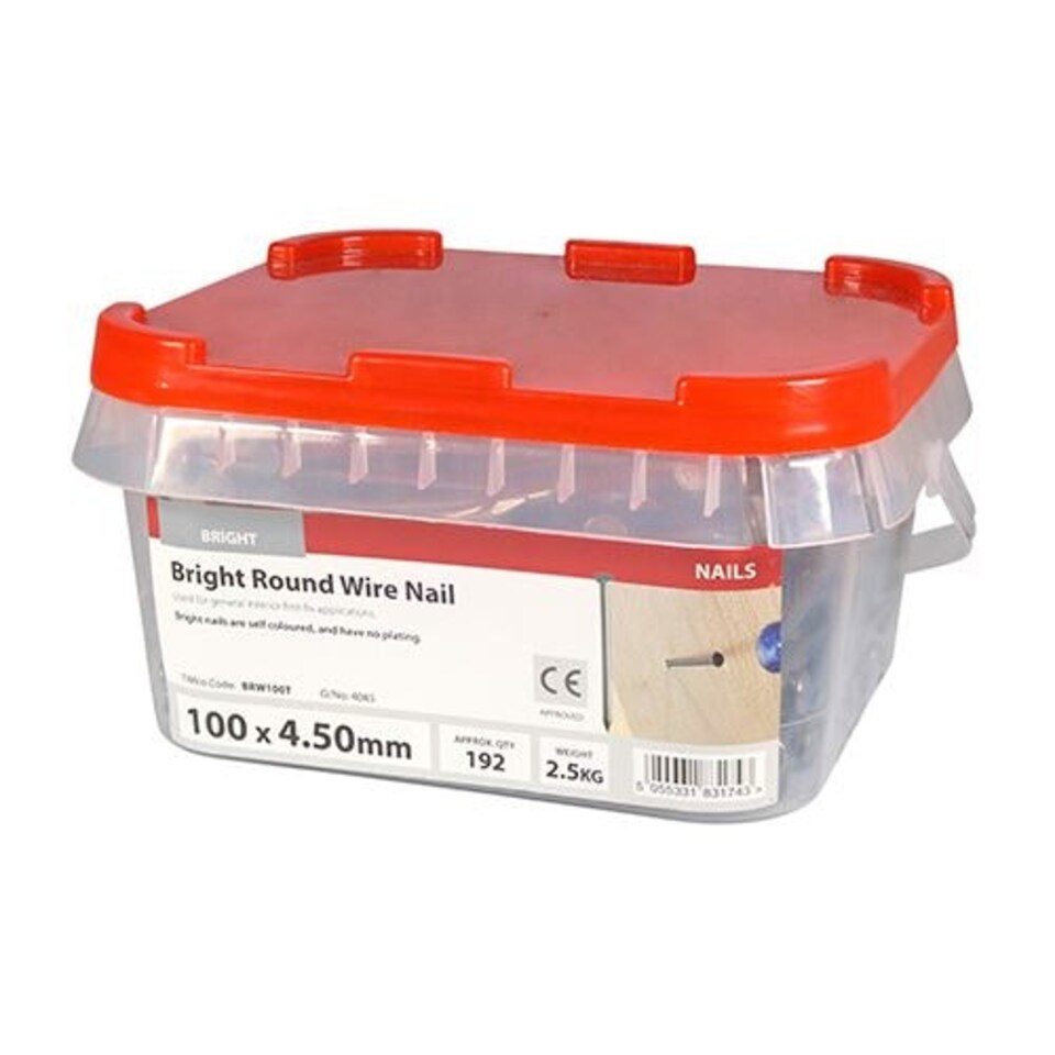 image 1 of Timco - Round Wire Nails - Bright (Size 100 x 4.50 - 2.5 Kilograms)