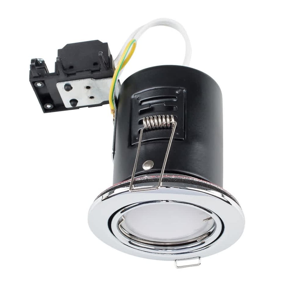 image 1 of ValueLights Downlight Tiltable Fire Rated Chrome Ceiling Light Fitting Single Pack