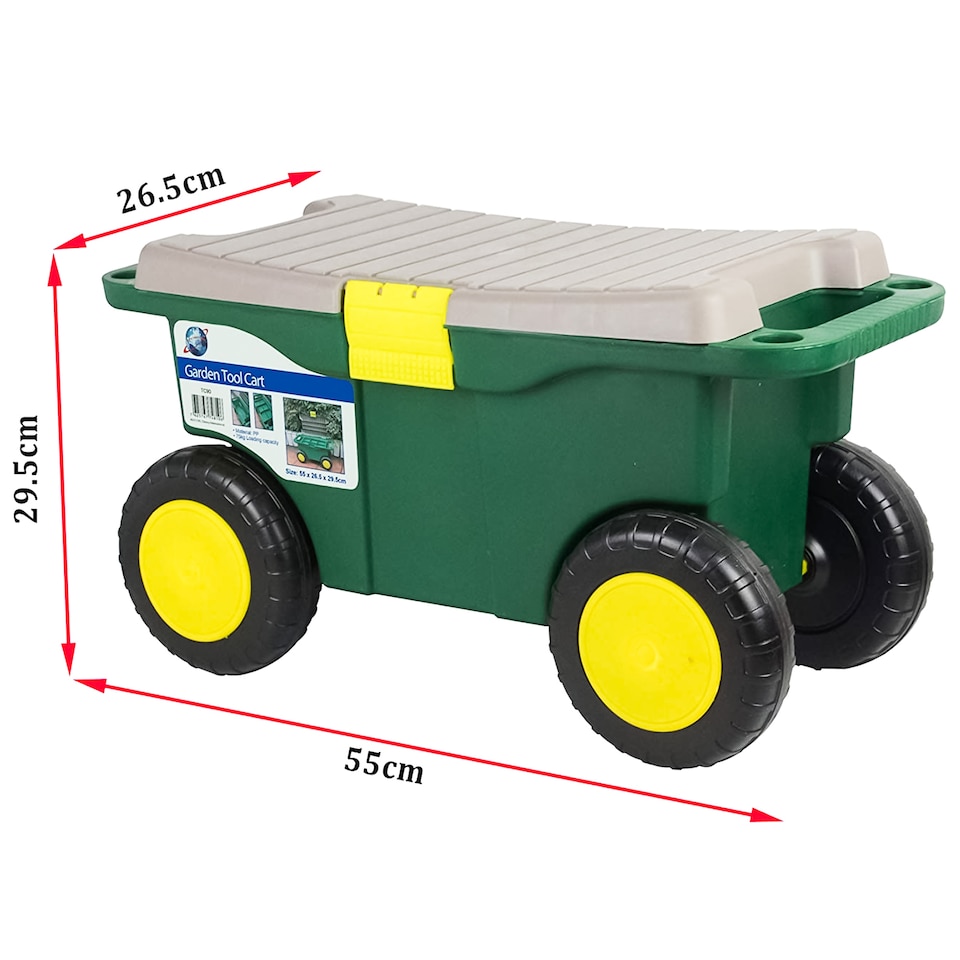image 1 of Wheeled Garden Tool Cart Weeding Stool Garden Kneeler Tool Storage Container