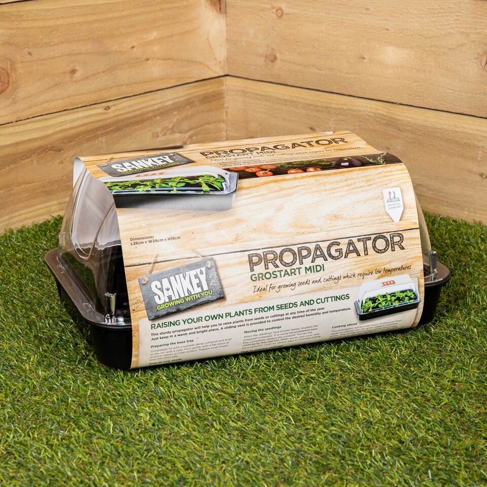 image 1 of 38cm Unheated Seed Starter Tray Grostart Midi Propagator Indoor Seedling Planter