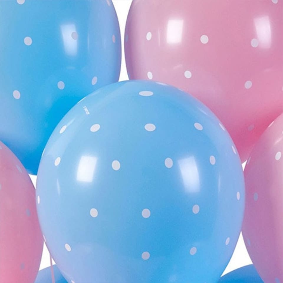image 1 of Chic Dots Baby Blue Latex Balloons 33cm / 13 in - Pack of 6