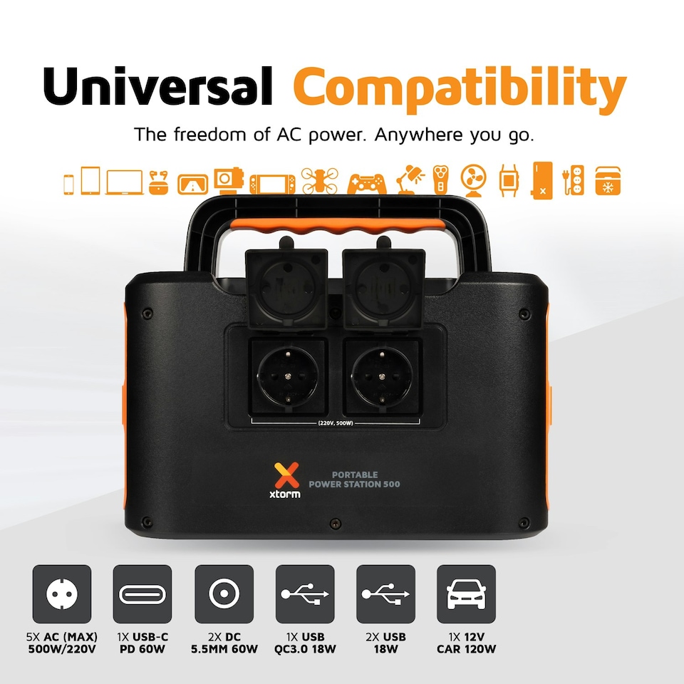 image 1 of Xtorm Portable Power Station 500W UK Black Orange