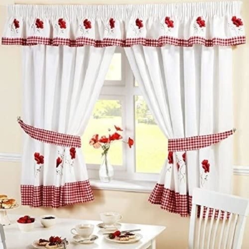 image 1 of Poppies Kitchen Curtains - 117cm x137cm
