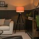 image 2 of ValueLights Clipper Black Tripod Floor Lamp Large Pink Shade