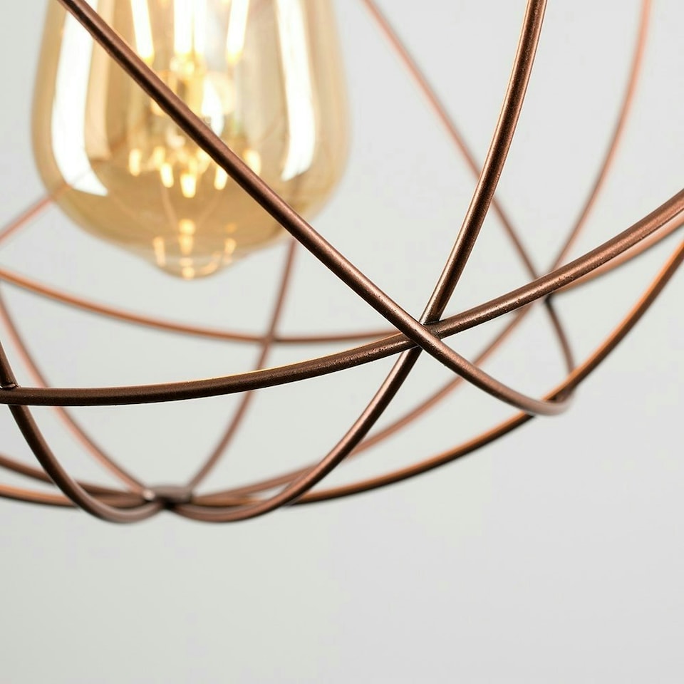 image 1 of ValueLights Retro Style Copper Metal Basket Cage Ceiling Pendant Light Shade
