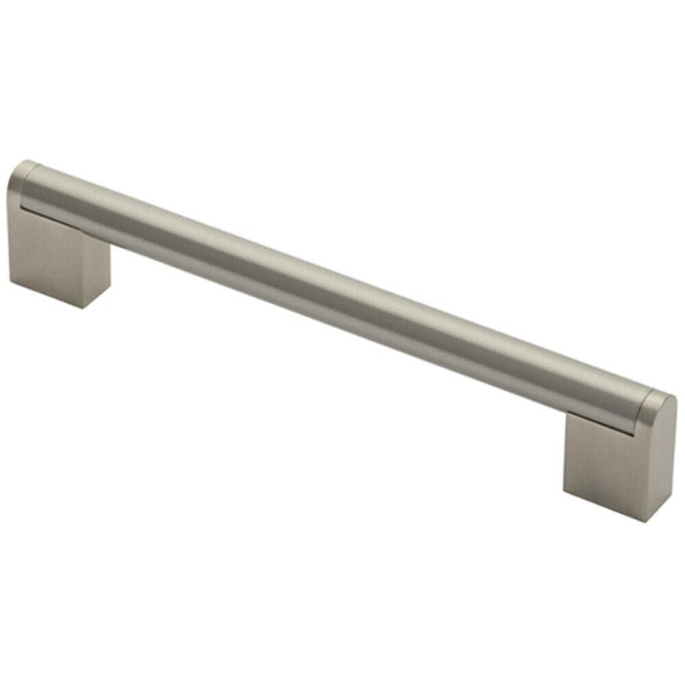 Loops Round Bar Pull Handle 200 x 14mm 160mm Fixing Centres Satin Nickel & Steel in Metallics