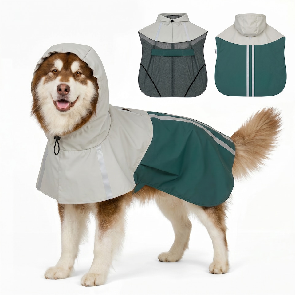 image 1 of PawHut Dog Raincoat with Hood, Dog Rain Jacket, for Extra Large Dogs, XL