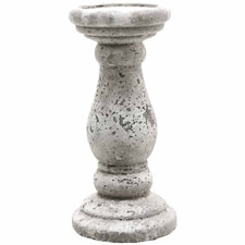Small Candle Holder - Ceramic - L11 x W11 x H23 cm - Stone | Grey