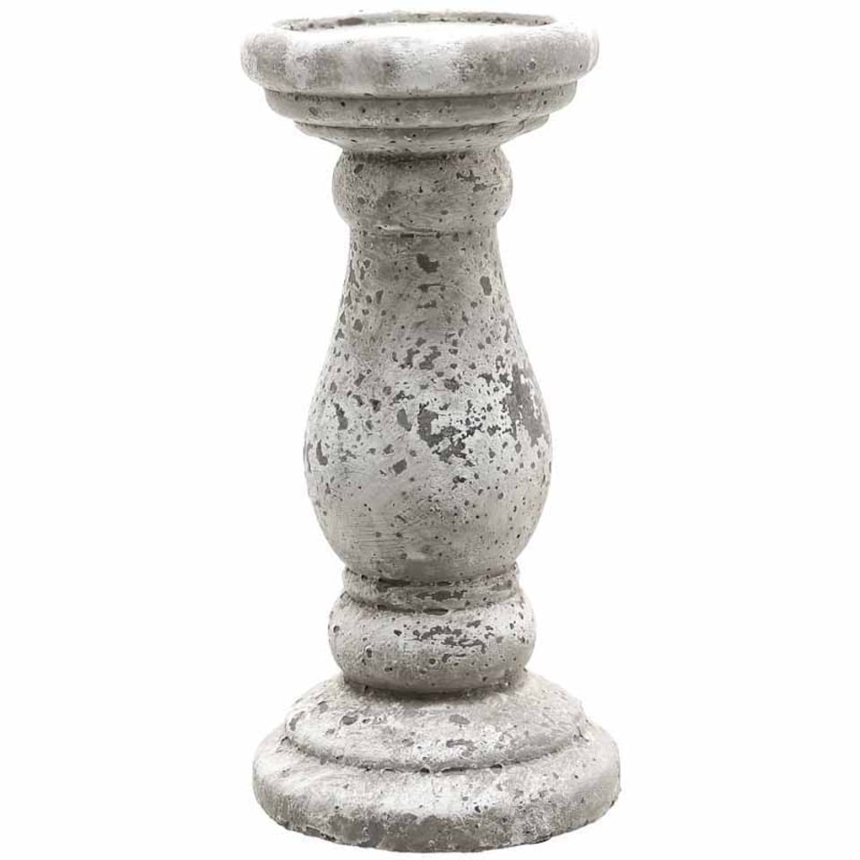 image 1 of Small Candle Holder - Ceramic - L11 x W11 x H23 cm - Stone | Grey