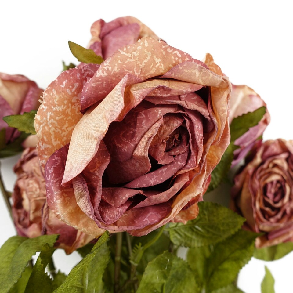 image 1 of Pack of 6 x 70cm Artificial Dark Pink Rose