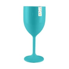 Turquoise Blue Plastic Reusable Wine Glass 300ml | Blue | 1